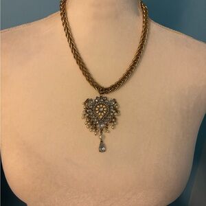 Elegant Gold and Silver Heart Pendant Necklace